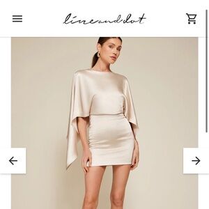 Line & Dot Satin Ivory Mini Dress